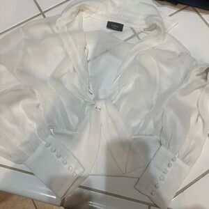 Vici White Tie-Front Blouse